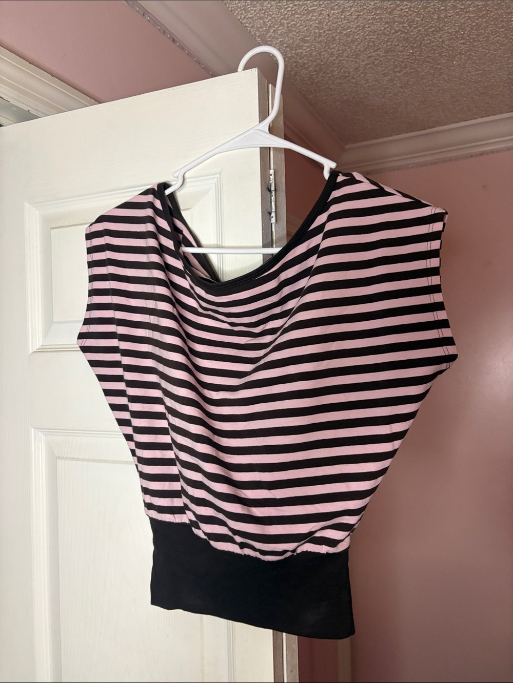 NWOT Striped Pink and Brown Off the Shoulder Women's Top